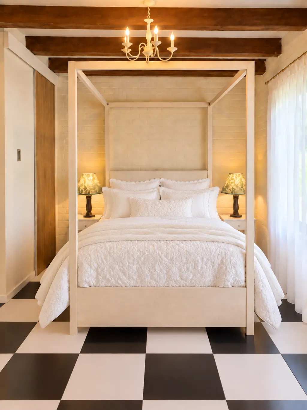 Dormitorio con cama con dosel