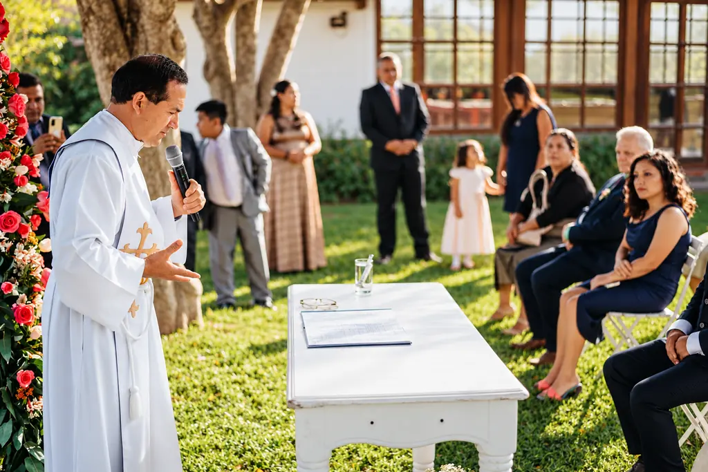 Ceremonia religiosa en el jardín